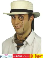 Mens Ladies Straw Boater Hat School Girl Explorer Summer Sun Beach Costume