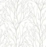 NU2394 Treetops Peel Stick Wallpaper, White & Off-White