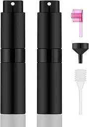 Lil Ray 8ML Perfume Travel Refillable Atomizer Bottles Mini Cologne Sprayer for Men and Women(2PCS, Black)