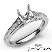 Asscher Semi Mount Pave Setting Diamond Engagement 14k White Gold Ring 0.75Ctw
