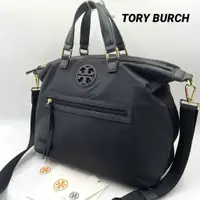 在飛比找蝦皮購物優惠-TORY BURCH 手提包 兩用 尼龍 皮革 黑色 日本直