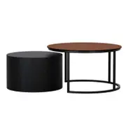 Ellisha Round Nesting Coffee Table with Steel Legs