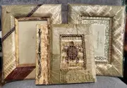 Set Of 3 Vintage Sea Turtle Banana Leaf & Wood Photo Album Scrapbook & 2 Frames