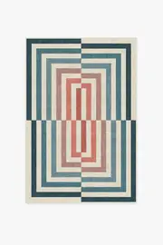 120' x 185' | Machine Washable Runner Rug | Kid & Pet Friendly | Indoor Rug | Op Art Teal Rug by Jonathan Adler | Ruggable
