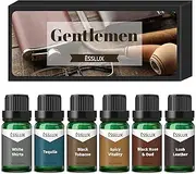 Gentlemen Set of 6 Premium Fragrance Oils, ESSLUX Essential Oils for Diffuser, Masculine Soap Candle Making Scents, Aromatherapy Oil Gift Set for Men, Lush Leather, Black Rose & Oud, Tequila and More