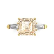 3Ct Asscher Cut Natural Morganite Solid 14K/18K Gold Engagement Promise Ring