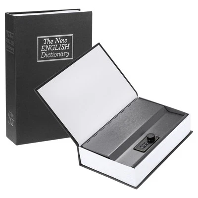 9.45" x 6.1" x 2.17" Diversion Book Safe, Hidden Storage Box with Lock, Black