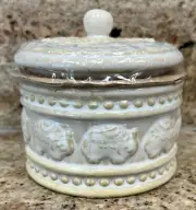 CYNTHIA ROWLEY CREAM ELEPHANT CERAMIC APOTHECARY JAR COTTON-BALL CONTAINER