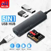 USB 3.0 Multi Hub 5 Ports Adapter Charger TF SD Card Reader PC Macbook Extension