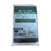 Livingstone Garbage Bag Bin Liner 120L 110 x 95cm HDPE Star Seal Black 10 Packs x 25
