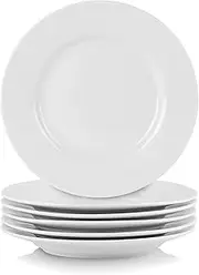 [10 Strawberry Street] Simply Round 6'' Ceramic Small Appetizer Plate Set of 6, White, 6RD-6ACE-TSS