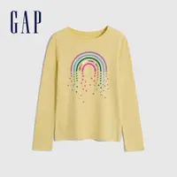 在飛比找蝦皮商城優惠-Gap 女童裝 Logo/印花純棉圓領長袖T恤-黃色(788