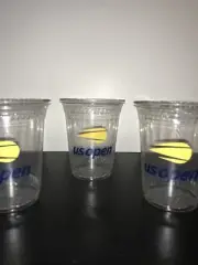 X3 2018 US OPEN PLASTIC CLEAR CUPS PROMO USE SPECIAL NEW YORK SOUVENIR
