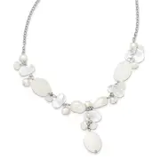 Sterling Silver Moonstone/Fwc Pearl/Rock Qtz/White Jade Necklace