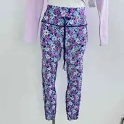 L*Space Active Floral Yoga Leggings XLarge oopsie Daisy Blue purple Womens NWT