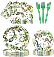 Reptile Snake Birthday Party Decorations - 96 PCS Snake Plates and Napkins Party Supplies Jungle Wildlife Wilderness Reptile Snake Disposable Tableware Set Serve 24 Guests