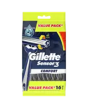Gillette Sensor 3 Razor - 16 Pack - Men's Razorblades - Anti-slip Rubber Handle - Lubricated Strip
