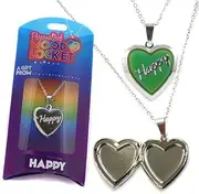 [STANDS OUT] HAPPY PERSONALISED HEART SHAPED NAMED MOOD LOCKET FUN GIFT PRESENT, Zinc