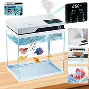 YSOAE Aquarium Fish Tank Starter Kit, Automatic Feeding Clear 360° Viewing Fish Tank Kit, Eco-Cycle Filtration for Betta Fish - 6 Gallon