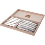 Claude Dozorme CD.001.65 - Boxed Set Of 6 Le Thiers Steak Knives (Light Grey Handles)