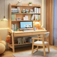 在飛比找momo購物網優惠-【HappyLife】實木大容量書架可升降書桌 120公分 