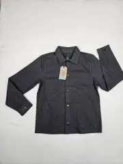 Prana Mens Westside Jacket Size Medium Organic Cotton Snap Front Charcoal Grey