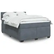 Box Spring Bed with Mattress Dark Grey Double Velvet vidaXL