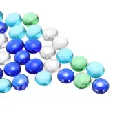 Glass Beads,42pcs Flat Glass Gemstone Blue White Green Mixed 0.22lbs Pebbles