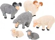 BCOATH 6Pcs Miniature Sheep Figurine Adorable Farm Animal Decor for Garden for Micro Landscape and Fairy Garden Unique Home Decor Accessories