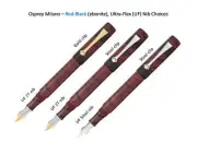 Osprey Milano -Red Black Ebonite Fountain Pen with ULTRA-FLEX nib EEF/EF/F/M/B
