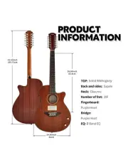 Haze 12-String Hybrid special Acoustic-Electric Guitar - Solid top Natural