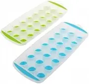 Easy Release 21 Cube Round Ice Tray Set 2 - Blue/Lime