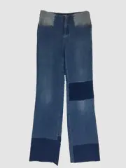 $820 Red Valentino Women Blue Patch-Work Denim Wide-Leg Pants Jean SZ IT 40/US 2
