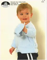 Plymouth Knitting Pattern P410 Dreambaby DK Baby Sailboat sweater w/ Hat 3-12mos