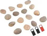 SHINEOFI 16pc Hand Painted Stones Kids Drawing Painted Stones Set with Bracket Natural Pebble for DIY Activity