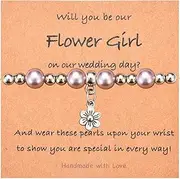 [SNORSO] Flower Girl Proposal Bracelet Gifts - Will You Be My Flower Girl Jewelry Gifts for Girls Kids Child, Flower Girl Proposal Gifts Bracelet for Little Girls, Thank You for Being Our Flower Girl Bracelet