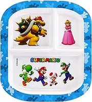 Zawadi Global Super Mario 3 Section Reusable Childrens Kids Toddlers Divided Breakfast Lunch Dinner Plate