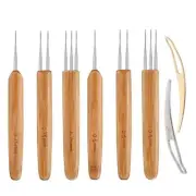 Dreadlocks Needle Bamboo Handle Locs Crochet Needle Steel Hook For Braid Carft