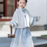 在飛比找蝦皮商城精選優惠-【現貨】女童 拜年服 漢服 冬季 加厚 中國風 馬面裙 全套