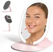 Fancii LED Rechargeable Portable Makeup Mirror with 3 Color Light Settings & 10x