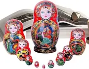 wiroouia Nesting Dolls for Kids - Handmade Festive Wooden Nested Doll - 10-Layer Russian Nesting Dolls Figurines Decorations for Kids Christmas Room Decor