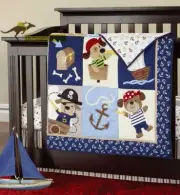 New Baby Boys 3 Pieces Cotton Nursery Bedding Crib Cot Sets-- Pirate Dog
