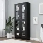 NNEVL Vitrine Cabinet Black 82.5x30.5x185.5 cm Chipboard