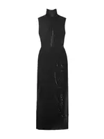 [Jean Paul Gaultier] Jean Paul Gaultier-Abito Maxi In Tulle Con Scollo All`Americana, Paillettes E Decorazioni-Donna S