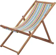 Garden Chair Folding Beach Chair Fabric and Wooden Frame Multicolour Patio Seating