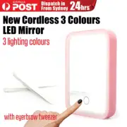 New 3 Colour LED Makeup Mirror Dimmable Lighting Mirror Travel Rechargeable AU