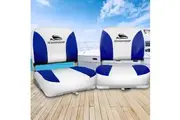 Seamanship 2X Folding Boat Seats Marine Swivel Low Back 13cm Padding White Blue