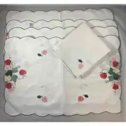 Imperial Elegance * 8 Piece Strawberry Placemat/Napkin Set 100% Cotton