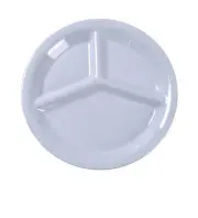 Yanco China MS-710WT Milestone White Melamine 10.25" dia. 3-Compartment Plate