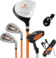 [Costway] Junior Complete Golf Club Set for Age 8 to 13, Includes 3# Fairway Wood, 7# & 9# Irons, Putter, Head Cover, Golf Stand Bag, Perfect for Children, Kids, Boys & Girls